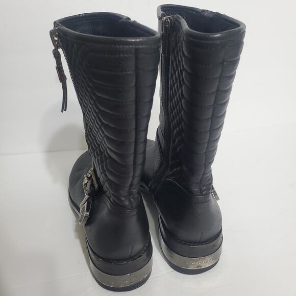 Vince Camuto "Whynn" Black Motorcycle Boots Silver Hardware Sz 8 Combat Leather - Picture 5 of 14